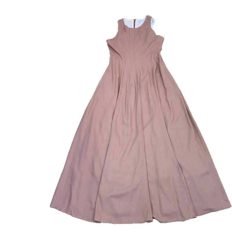 Gold-Thread Linen Open-Back Maxi Dress