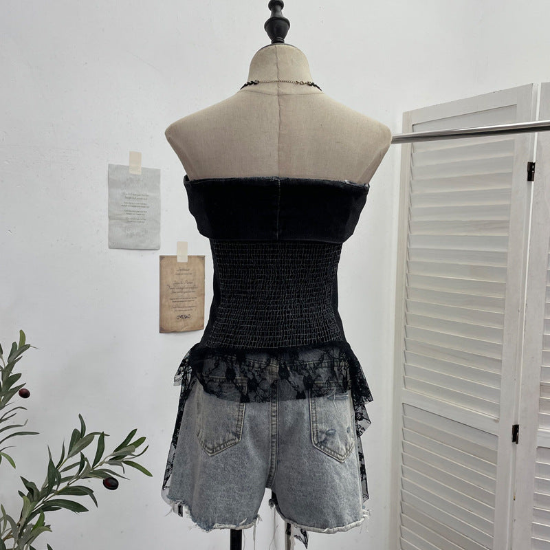 Irregular strapless top for women