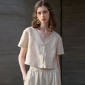 Relaxed Cropped Short Sleeve Blouse