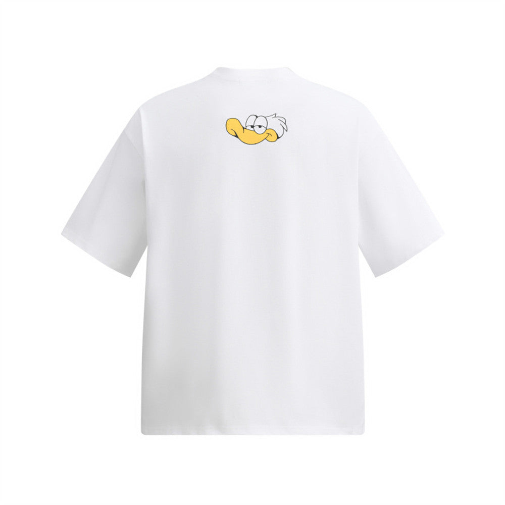 Old Duck Cartoon Printed Short Sleeve