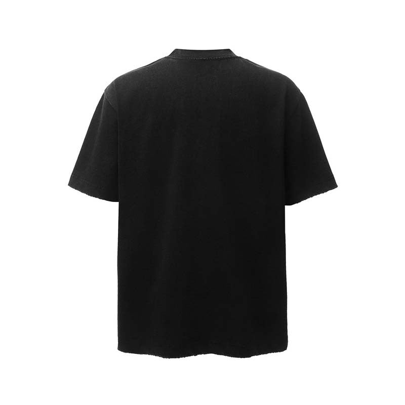 Wash and make old pocket round neck short sleeved shirt