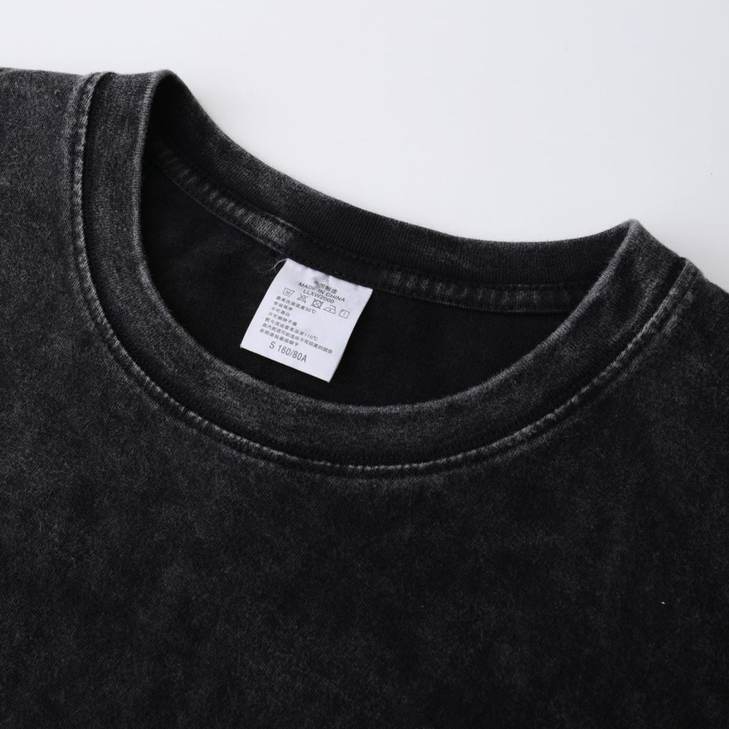 Letter printed pure cotton washed old