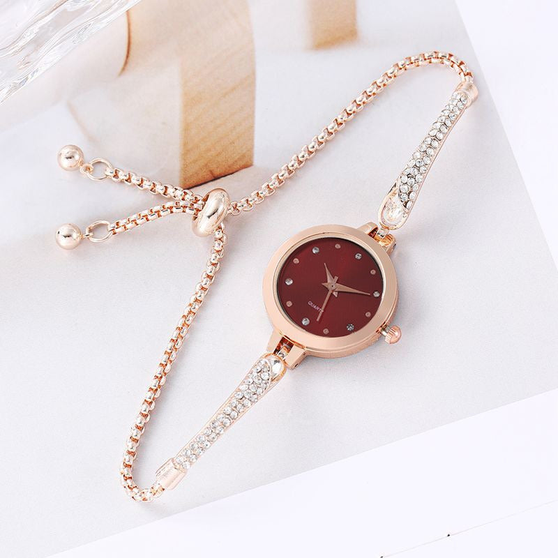 Diamond Inlaid Adjustable Bracelet Watch