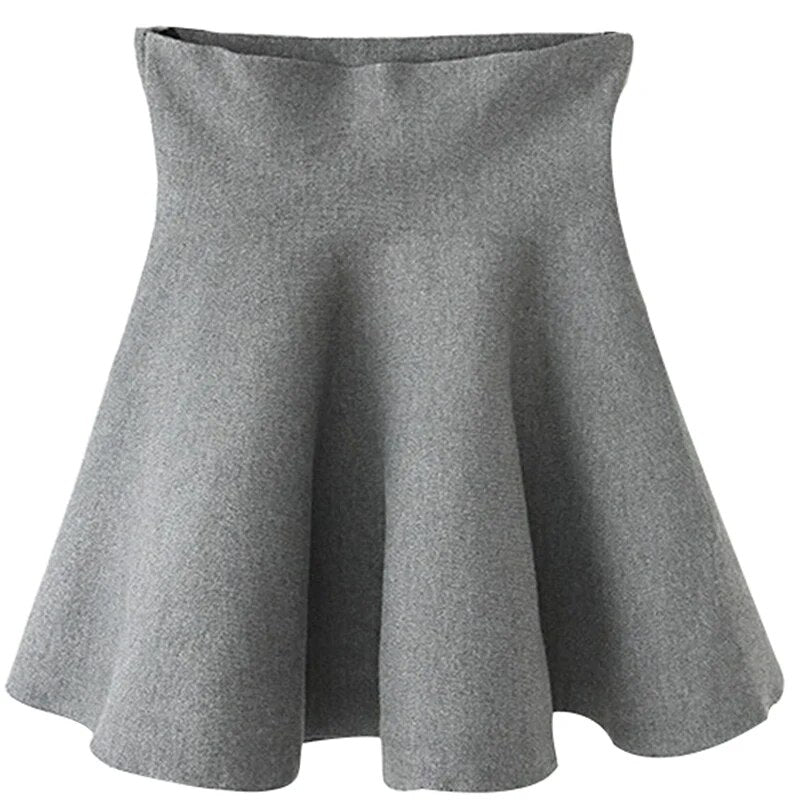 Spring Autumn New Women Skirt Knitting Woolen Midi Skirt Ladies High Waist Casual Pleated Elastic Flared Skirts Womens