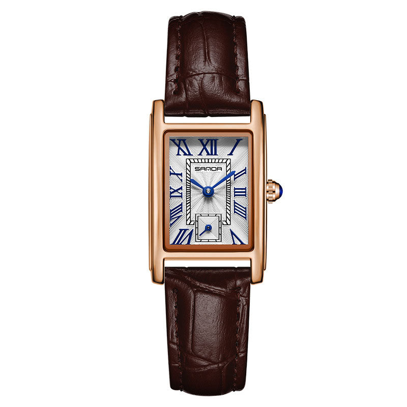 Waterproof Square Roman Numeral Quartz Watch
