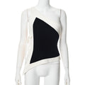 Contrast Asymmetric Halter Vest Top
