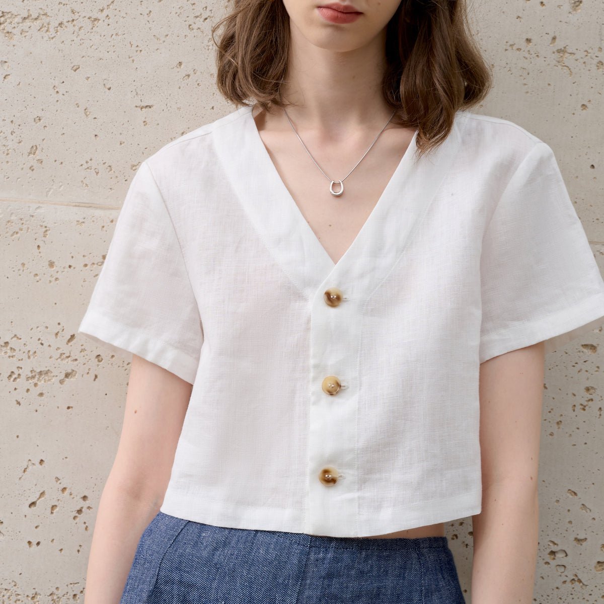 Relaxed Cropped Short Sleeve Blouse