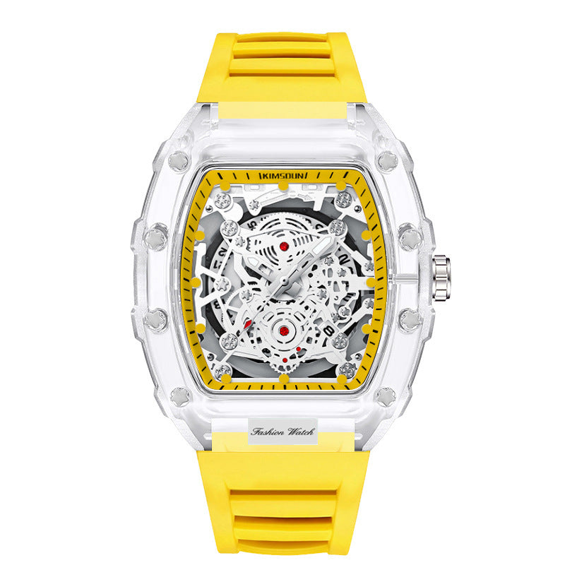 Waterproof Transparent Tonneau Quartz Watch for Men