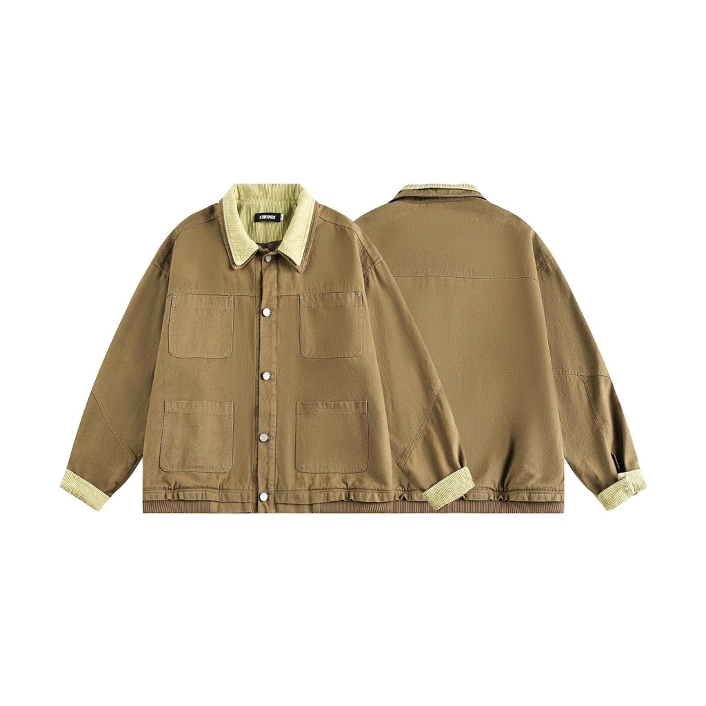 Retro old money style multi pocket workwear jacket