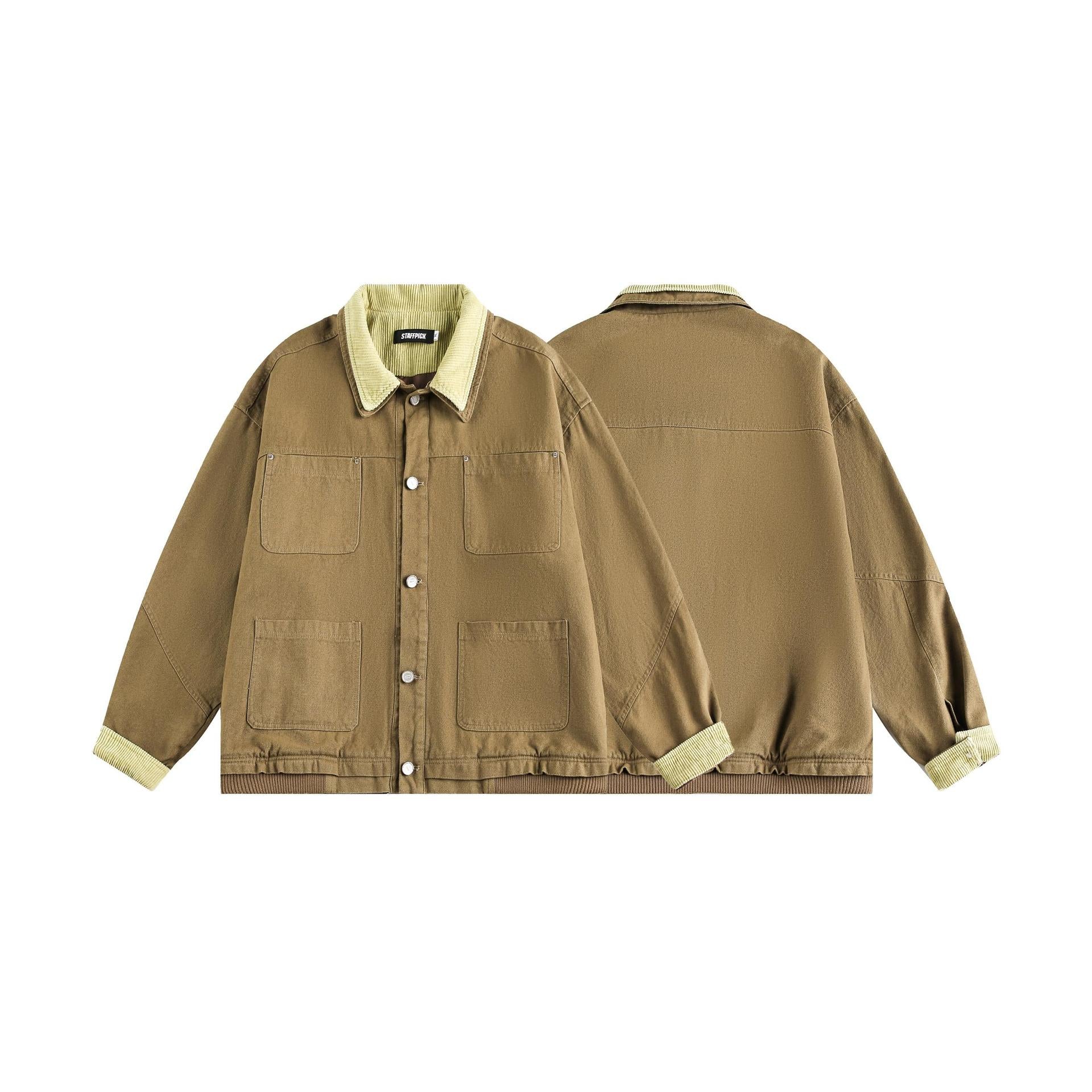 Retro old money style multi pocket workwear jacket