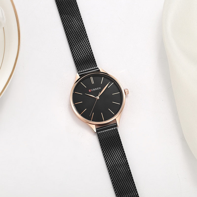 Rose Gold Milanese Steel Mesh Quartz Watch