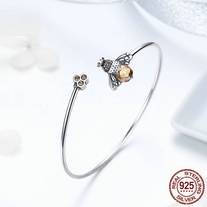 Pure silver s925 silver bracelet, women's bee chain