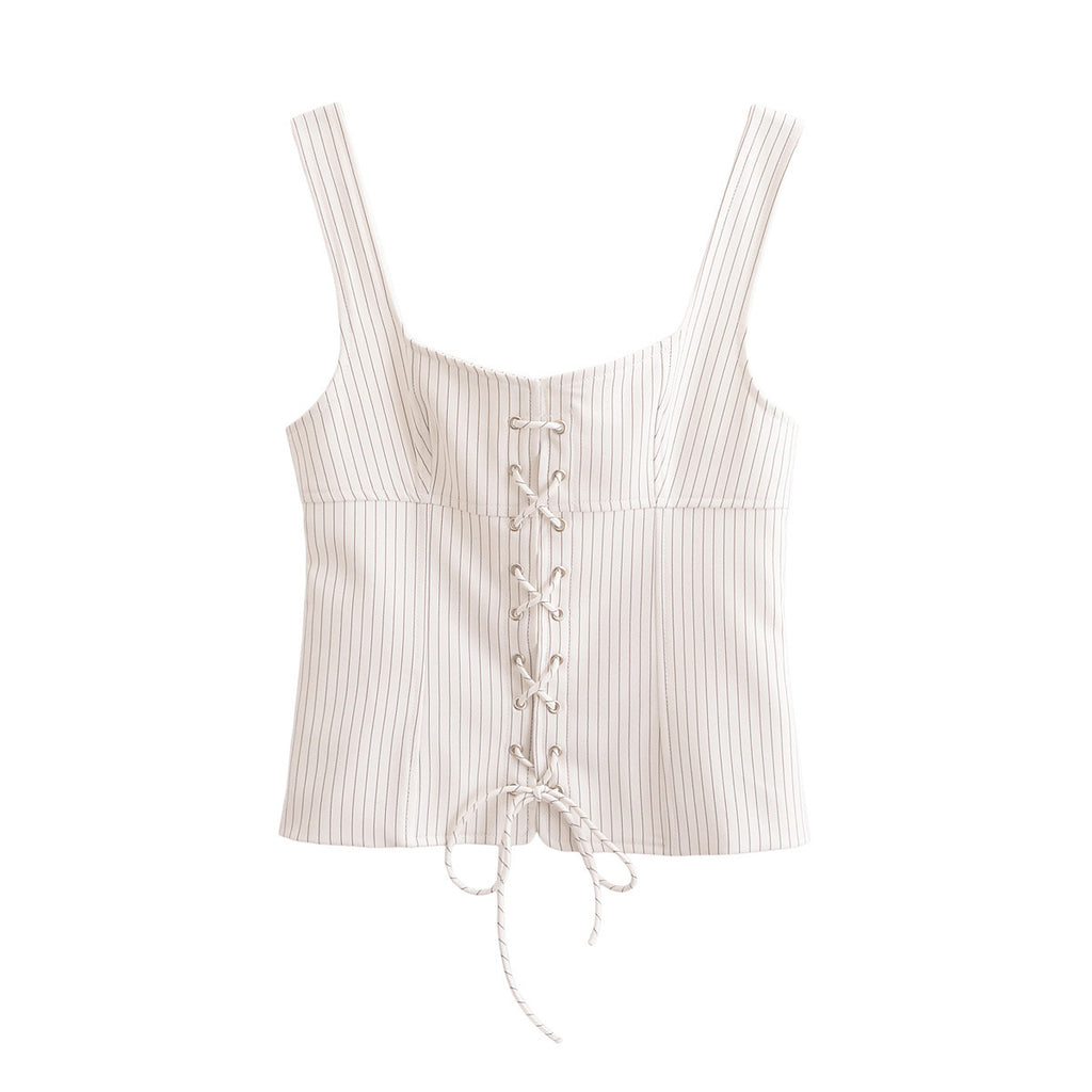 Sleeveless Striped Strap Tank Top
