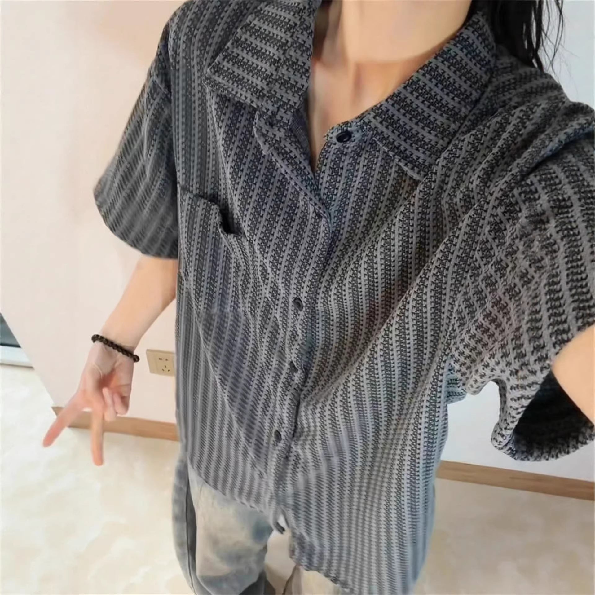 Pattern Old Money Style Short Sleeve Shirt for Men