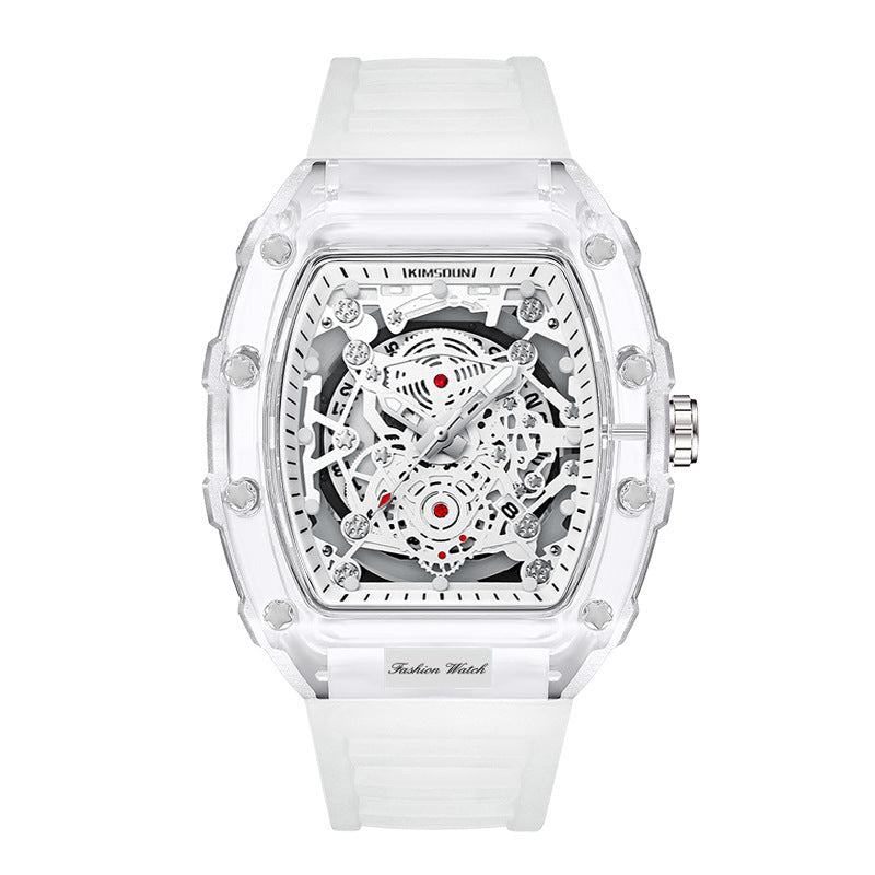Waterproof Transparent Tonneau Quartz Watch for Men