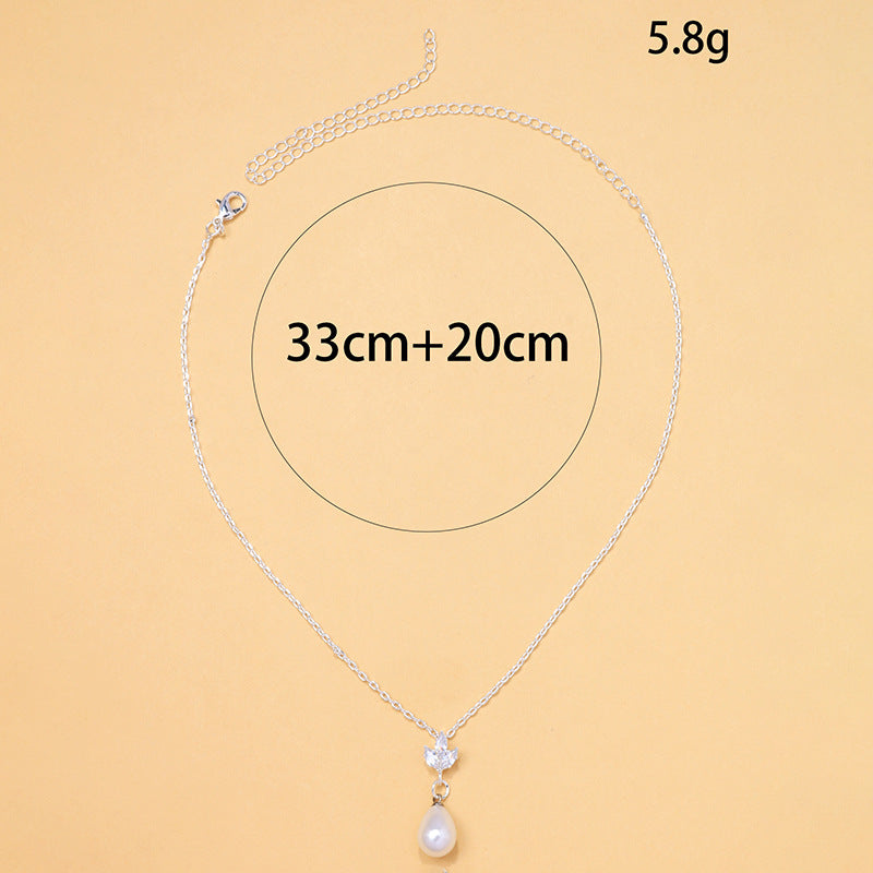 Pearl zircon collarbone chain