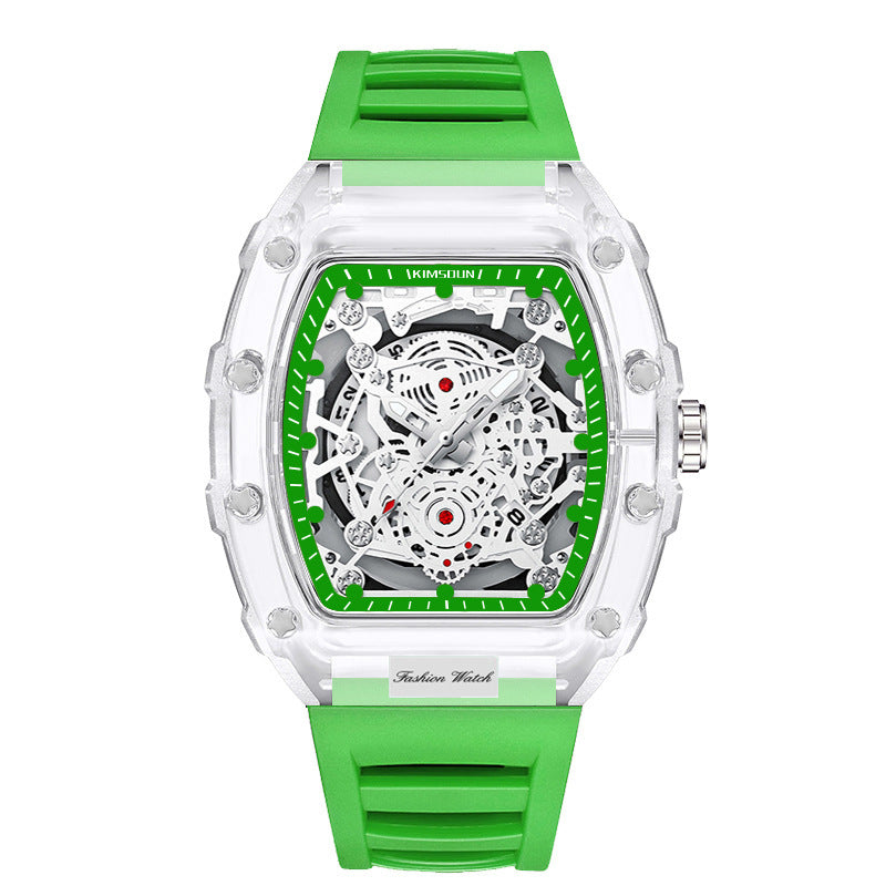 Waterproof Transparent Tonneau Quartz Watch for Men