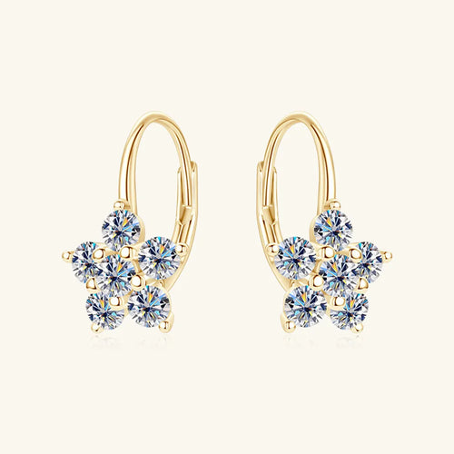 1.2 Carat 925 Sterling Silver Moissanite Flower Huggie Earrings