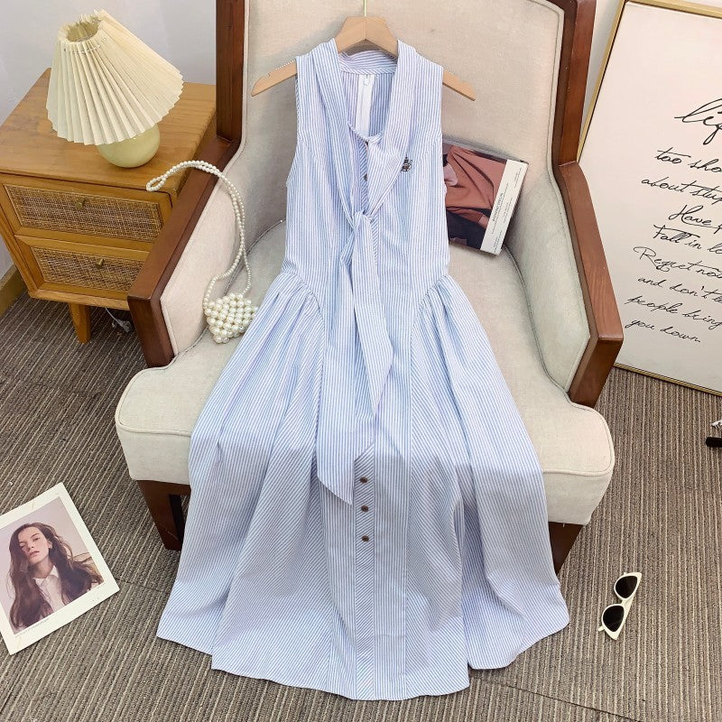 Tailored Striped Blue Shirt Dress