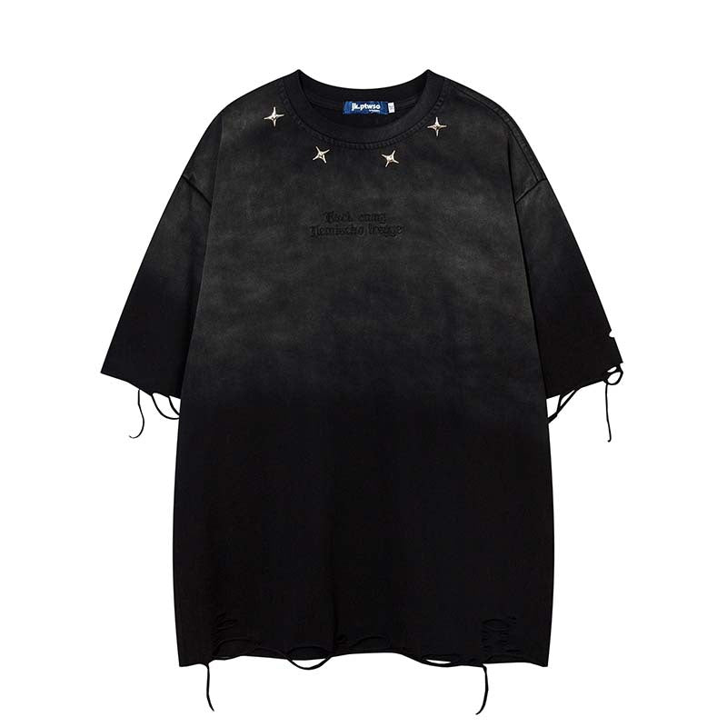Wash and make old embroidered short sleeves with holes