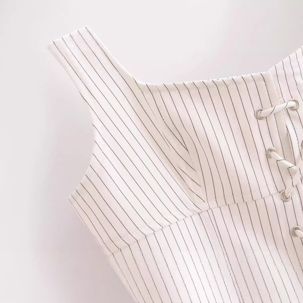 Sleeveless Striped Strap Tank Top