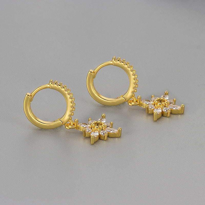 Diamond studded octagonal star ear clasp