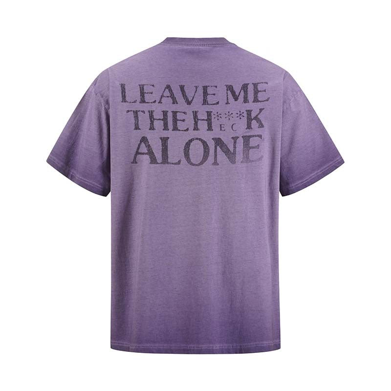 Spray painted washed to make old letter printed short sleeves