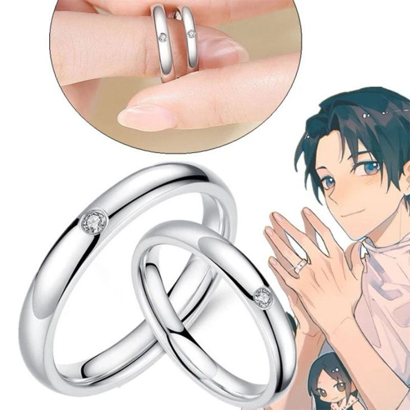 Anime Merchandise Jujutsu Kaisen Yuta Okkotsu Riko Style Couple Simple Open Ring Crystal Jewelry