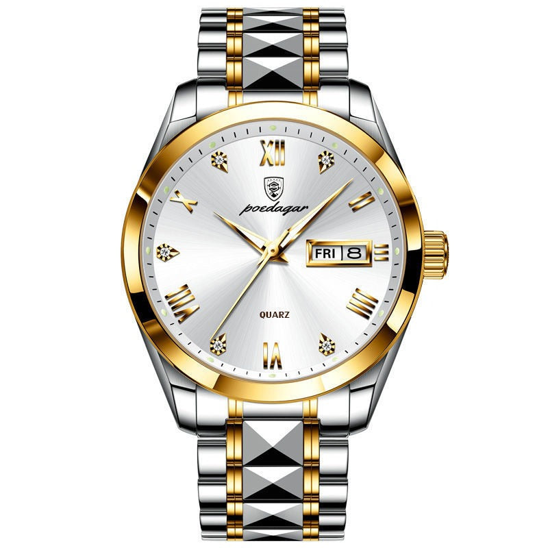Waterproof Double Calendar Luminous Quartz Watch