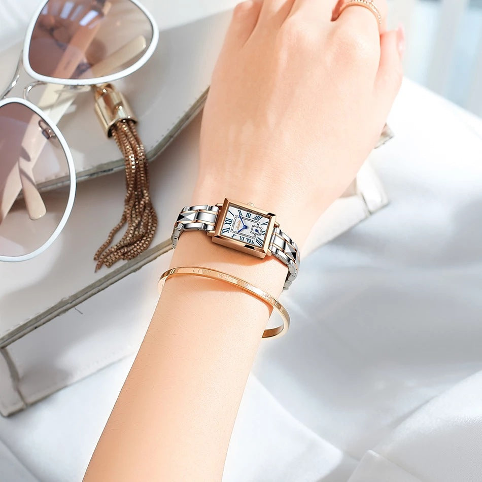 Waterproof Square Quartz Wristwatch for Women