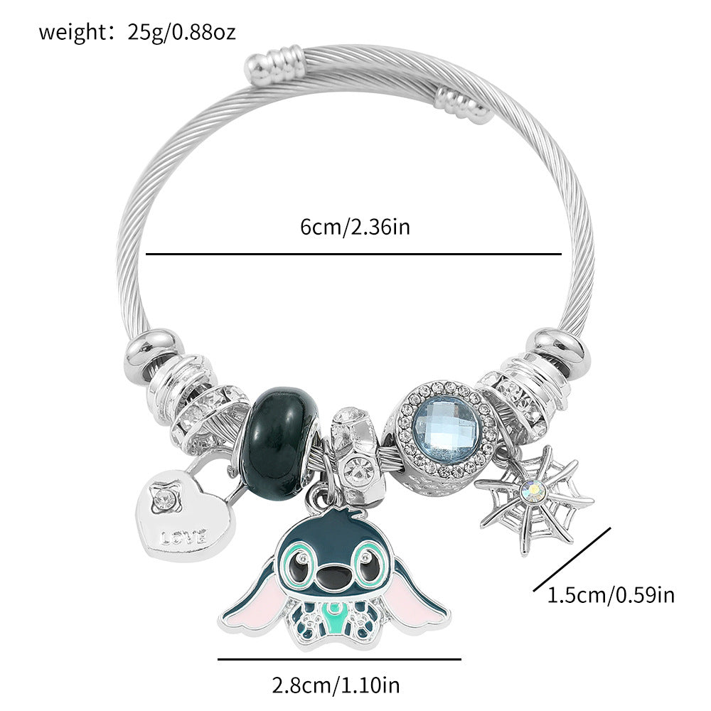 Panja Stylized Bracelet Adjustable Open Design Simple Minimalist Cute Stainless Steel Bangle for Women