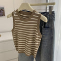 Retro Striped Ice-Silk Knitted Tank Top