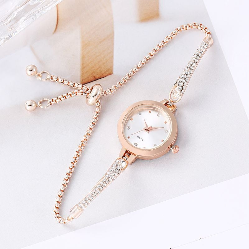 Diamond Inlaid Adjustable Bracelet Watch