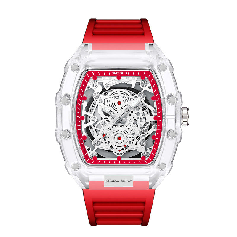 Waterproof Transparent Tonneau Quartz Watch for Men