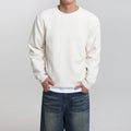 Relaxed Solid Color Crewneck Sweater for Men, Autumn Loose Fit Versatile Layering Top Old Money Knitwear