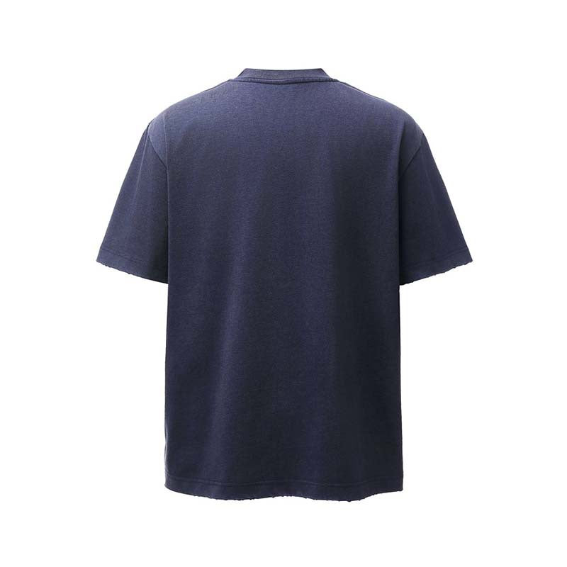 Wash and make old pocket round neck short sleeved shirt