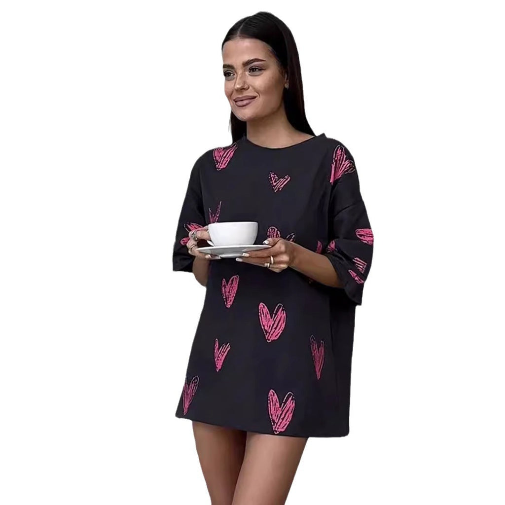 Hand-Painted Heart Graphic Printed T-Shirt