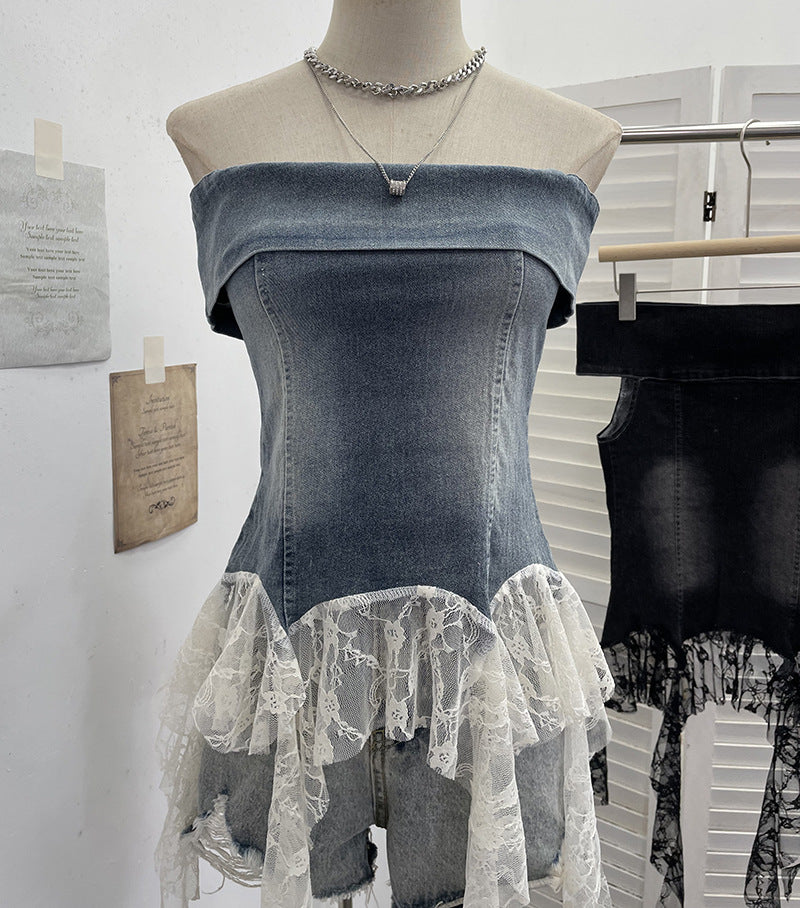 Irregular strapless top for women