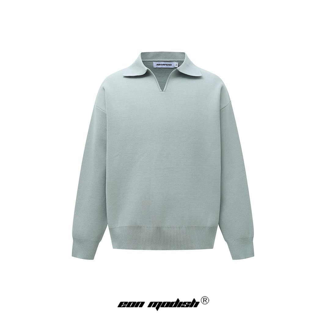 Modish Simple Collar Old Money Style Versatile Long Sleeve Sweater