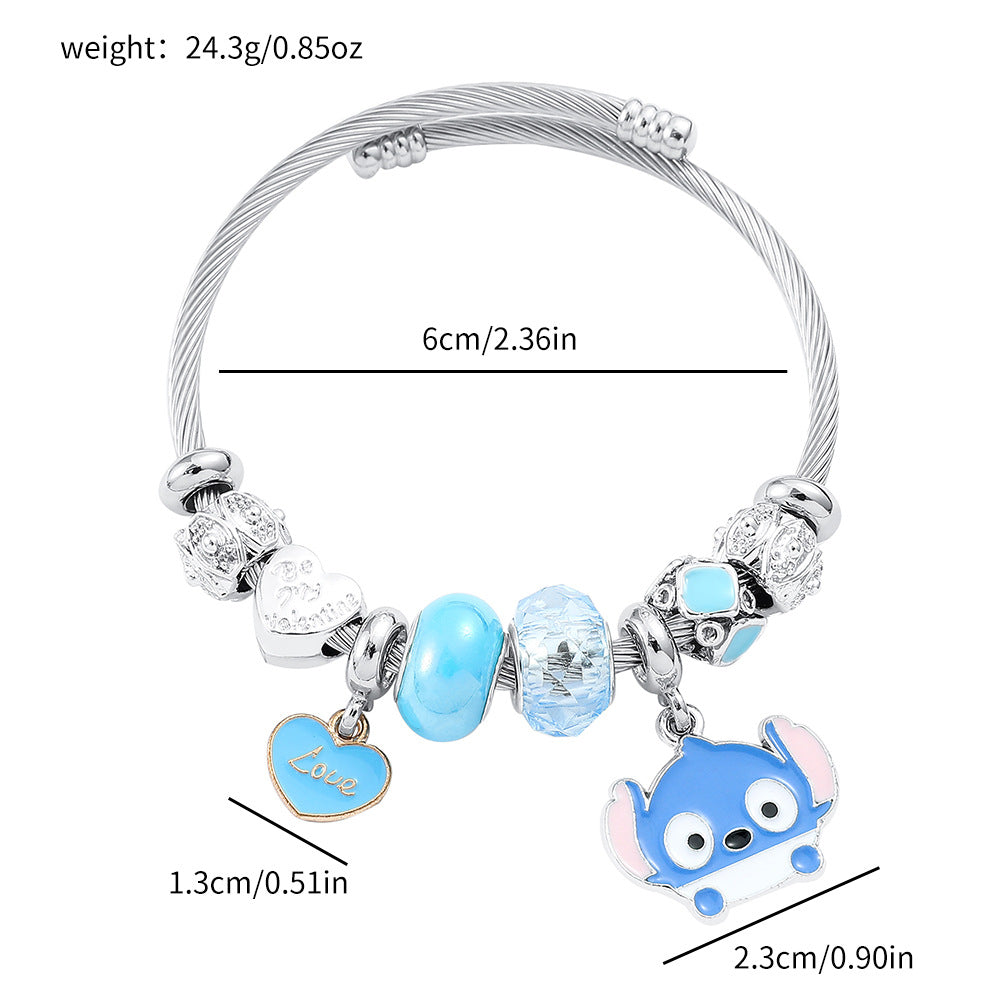 Panja Stylized Bracelet Adjustable Open Design Simple Minimalist Cute Stainless Steel Bangle for Women