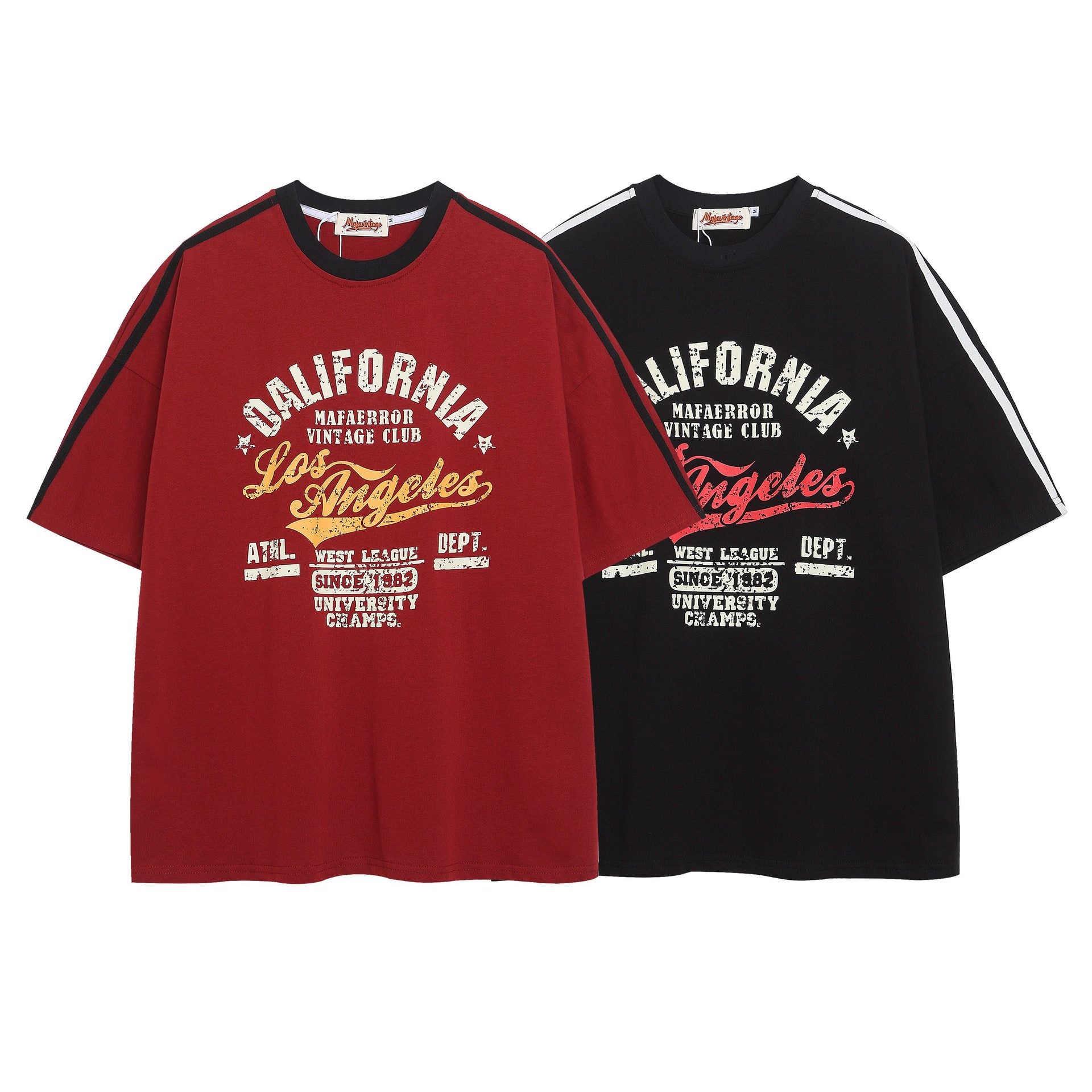 Contrast Asymmetric Short-Sleeve Top