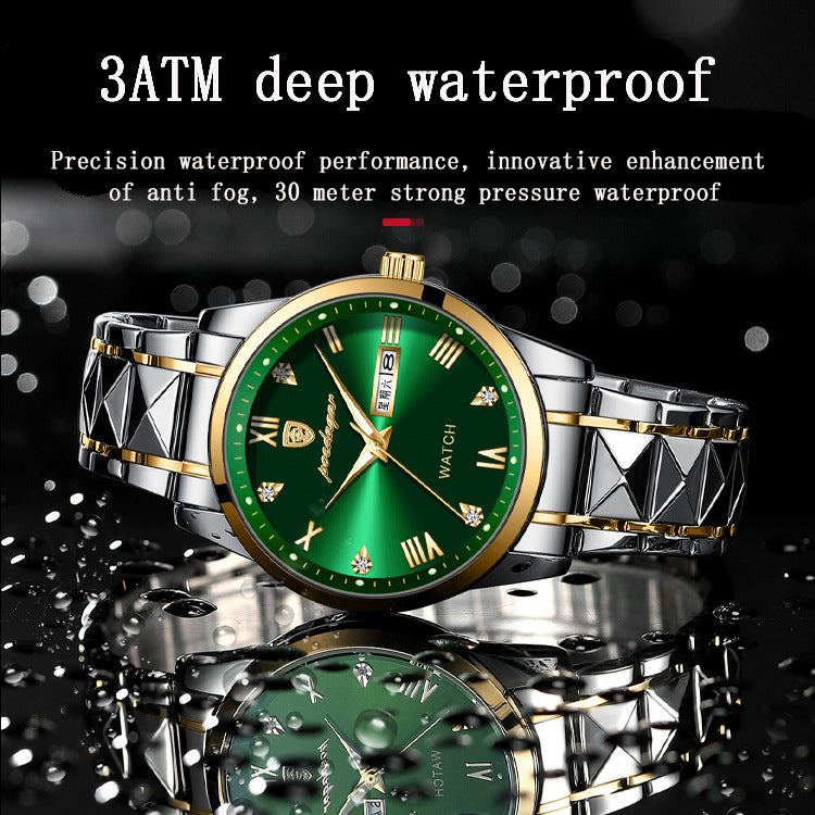 Waterproof Double Calendar Luminous Quartz Watch