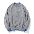 Color-block Knit Cardigan Unisex Loose Fit Retro Old Money Style Sweater