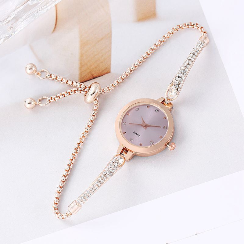 Diamond Inlaid Adjustable Bracelet Watch