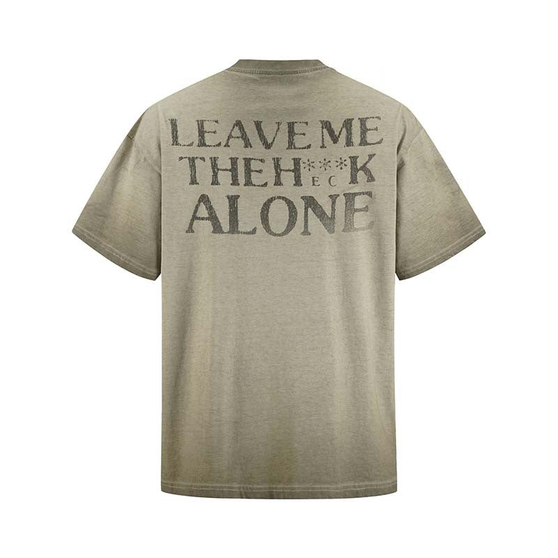 Spray painted washed to make old letter printed short sleeves