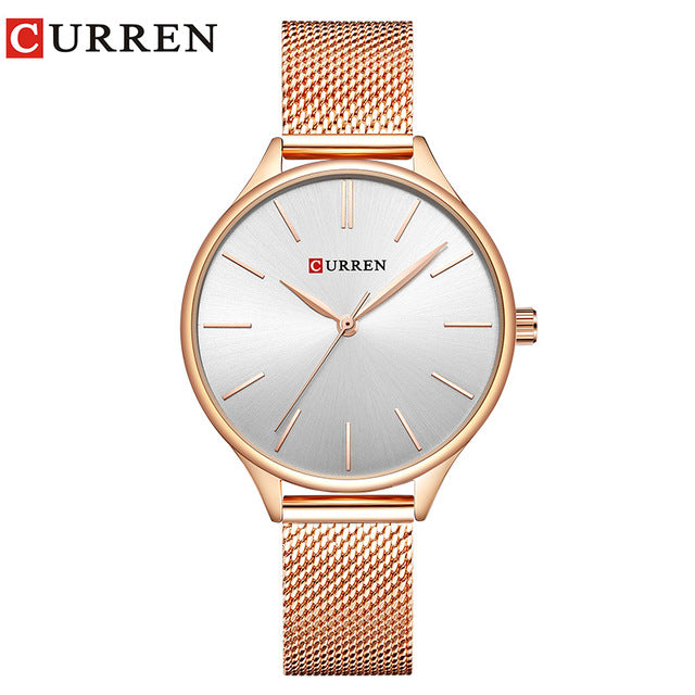 Rose Gold Milanese Steel Mesh Quartz Watch