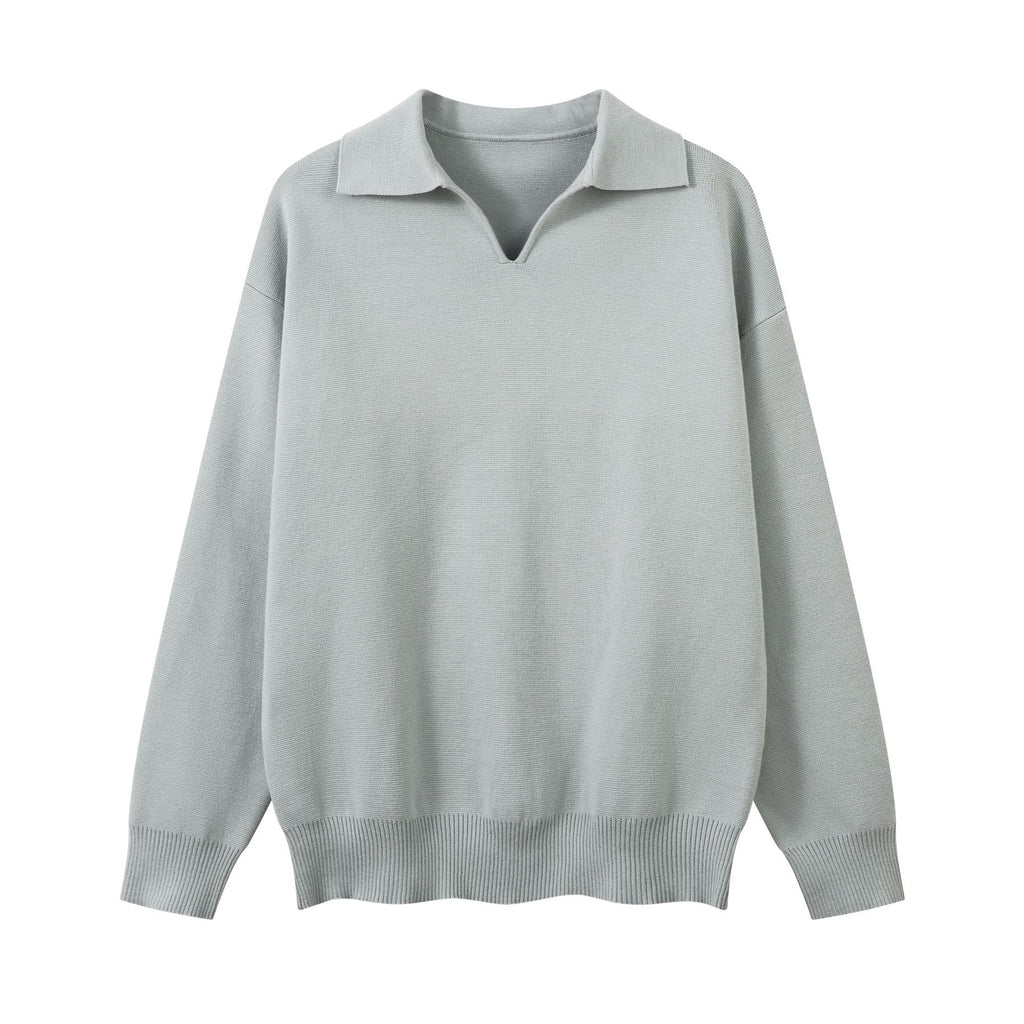 Modish Simple Collar Old Money Style Versatile Long Sleeve Sweater