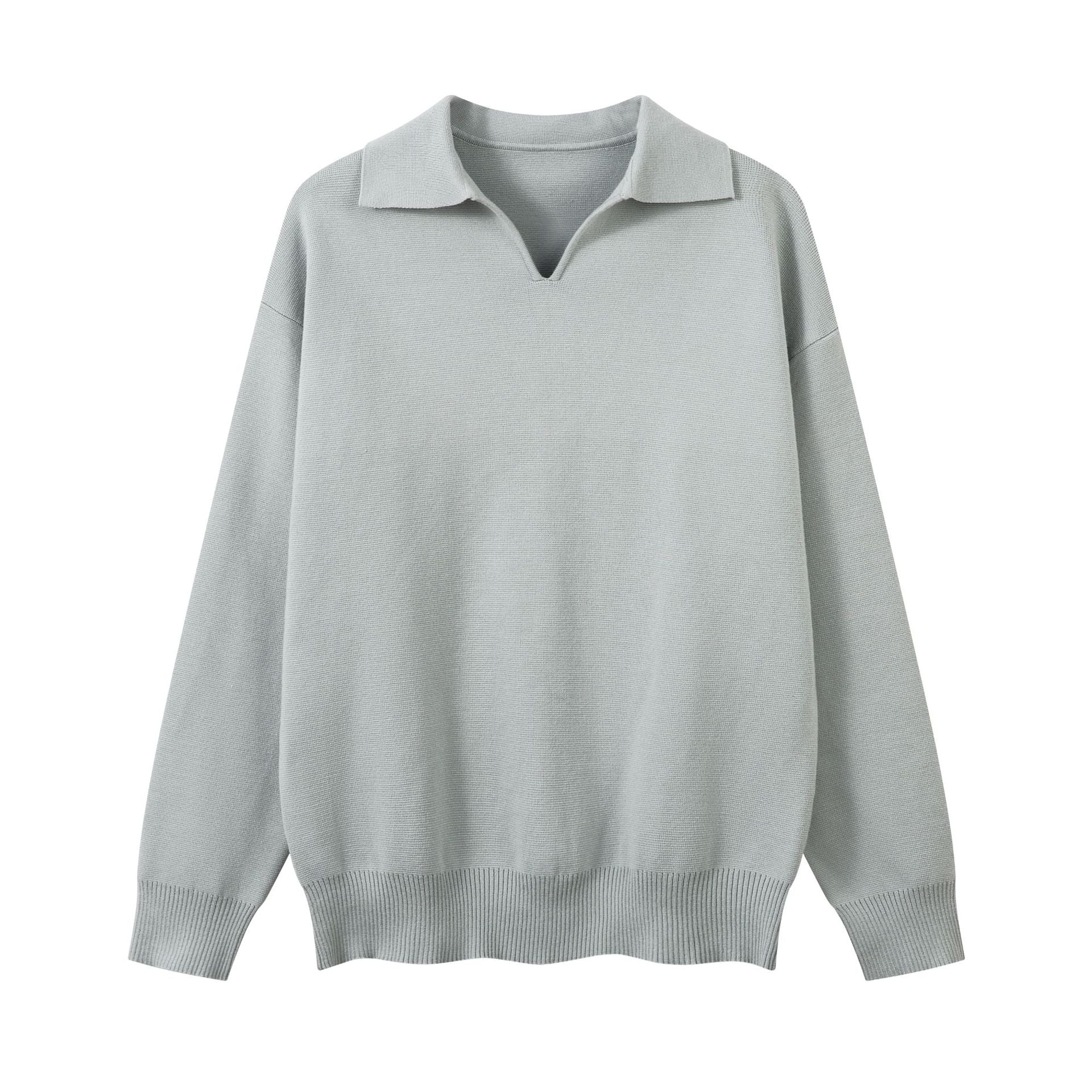 Modish Simple Collar Old Money Style Versatile Long Sleeve Sweater