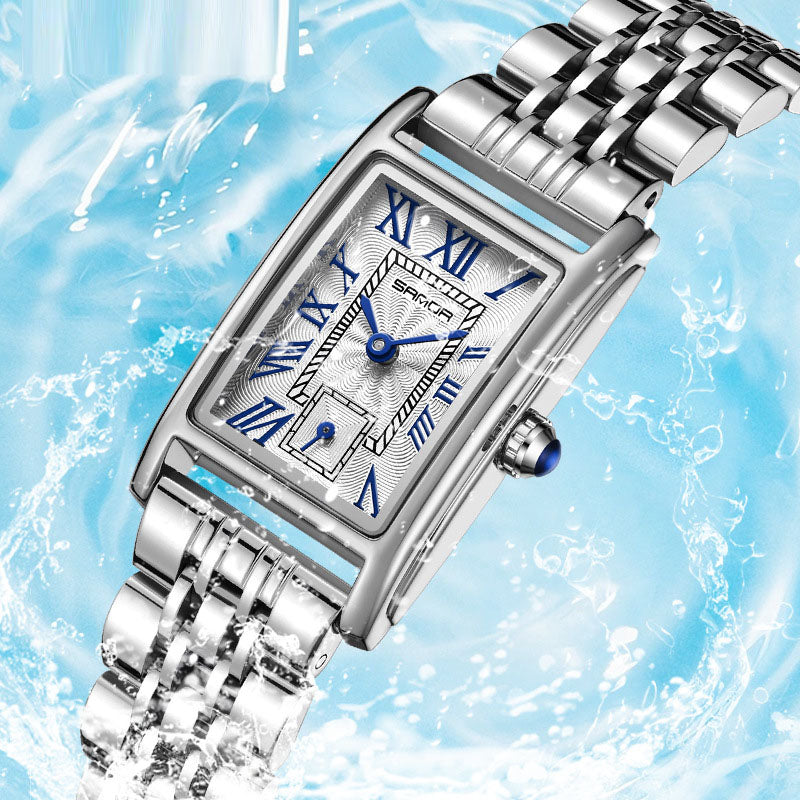 Waterproof Square Roman Numeral Quartz Watch