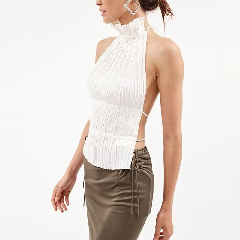 Backless Lace-Up High-Neck Tank Top
